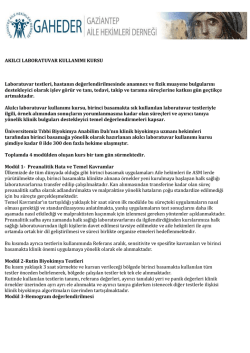Kurs Tanıtım Yazısı - GAHEDER &ndash; Gaziantep Aile Hekimleri Derneği
