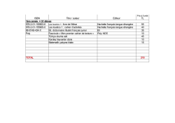 ISBN Titre / auteur Editeur 1&egrave;re ann&eacute;e = 51 &eacute;l&egrave;ves 978-2