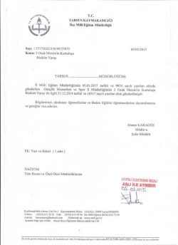 İl&ccedil;e Milli Eğitim M&uuml;d&uuml;rl&uuml;ğ&uuml; Yazısı