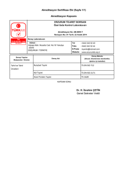 Akreditasyon Sertifikası Eki (Sayfa 1/1) Akreditasyon Kapsamı Dr. H