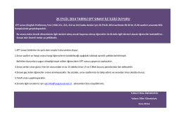 26 eylül 2014 tarihli ept sınavı ile ilgili duyuru