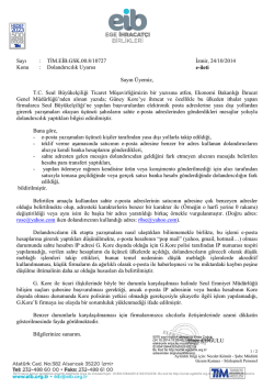 Sayı : TİM.EİB.GSK.00.8/10727 İzmir, 24/10/2014 Konu