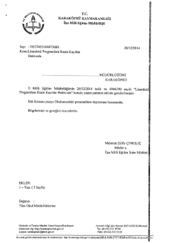 Tüm Okul Müdürlüklerine - Lisanüstü Programlara Kesin Kayıtlar