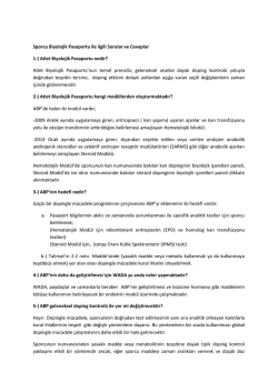 Sporcu Biyolojik Pasaportu ile ilgili Sorular ve Cevaplar