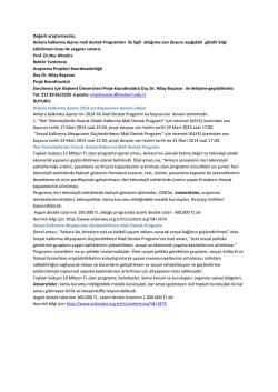 Ankara Kalkınma Ajansı 2014 Yılı Mali Destek Programı Başvuruları