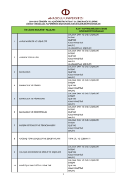 kayıt yaptırılabilecek lisans b&ouml;l&uuml;mler/programlar &ccedil;alışma eko. ve end