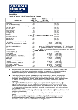 Paket 5 Eko Yatışlı ve Yatışsız Tedavi Planları
