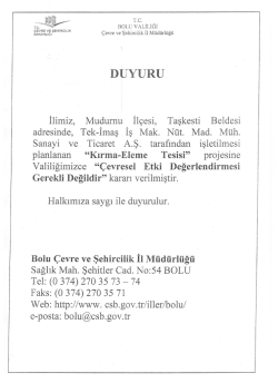 Tek-İmaş Tarafından İşletilmesi Planlanan Kırma