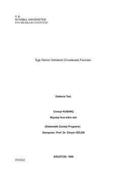 Ege Denizi Ostrakod (Crustacea) Faunası. &Ouml;NS&Ouml;Z