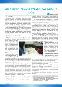 GELENEKSEL ZEK&Acirc; VE STRATEJİ OYUNUMUZ: &ldquo;D&Uuml;Z&rdquo;
