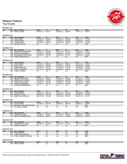 K&uuml;tahya Triatlonu Yaş Grupları