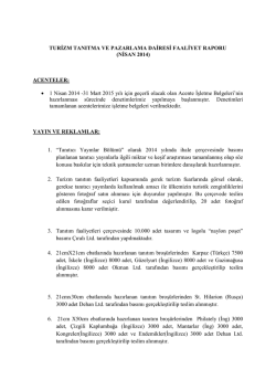 1 Nisan 2014 - Turizm Tanıtma ve Pazarlama Dairesi