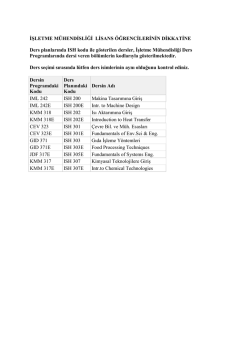 İŞLETME M&Uuml;HENDİSLİĞİ LİSANS &Ouml;ĞRENCİLERİNİN DİKKATİNE