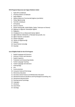 FLTA Programı Başvurusu için Uygun Alanların Listesi