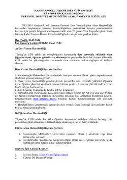 ilan metni - KMU Erasmus Kurum Koordinat&ouml;rl&uuml;ğ&uuml;