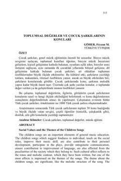 TOPLUMSAL DEĞERLER VE &Ccedil;OCUK ŞARKILARININ