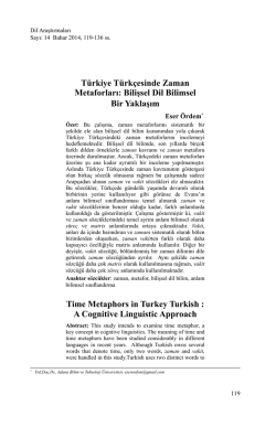 Türkiye Türkçesinde Zaman Metaforları: Bilişsel