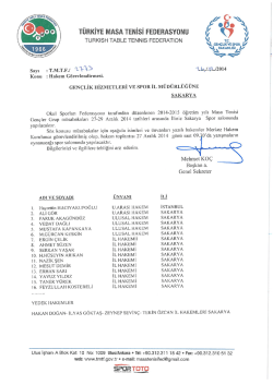 ß Å TURKIYE MAsA TENısı FEDERASYONU (f Q ğl