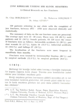 1)BOR&Ccedil;BAKAN, C., GER&Ccedil;EKER, M.., G&Uuml;VEN, O.A clinical study on