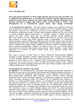 DUYURU/2014&ndash;007 5510 sayılı Sosyal Sigortalar ve Genel Sağlık