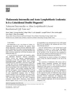 Thalassemia Intermedia and Acute Lymphoblastic