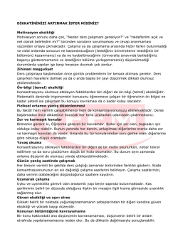 DİKKATİNİNİZİ ARTIRMAK İSTER MİSİNİZ