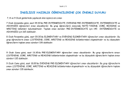 İNGİLİZCE HAZIRLIK &Ouml;ĞRENCİLERİNE &Ccedil;OK &Ouml;NEMLİ DUYURU