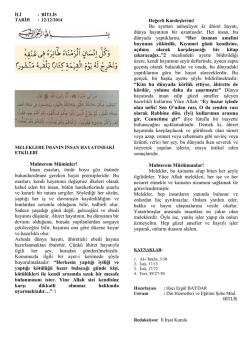 Muhterem M&uuml;minler! İman esasları, &ouml;m&uuml;r boyu g&ouml;z &ouml;n&uuml;nde