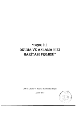 Ordu İli Okuma ve Anlama Hızı Haritası Projesi