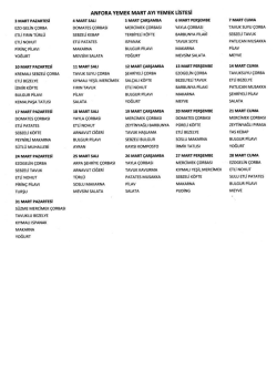 Mart ayı yemekhane men&uuml; listesi