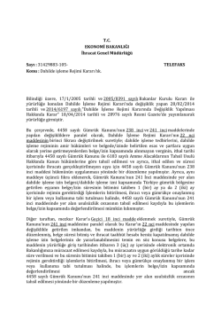 Dahilde işleme Rejimi Kararı