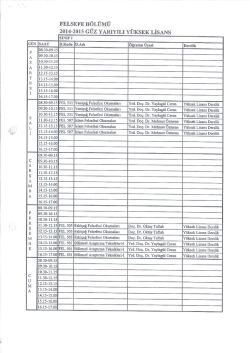 Felsefe Programı Ders Programı