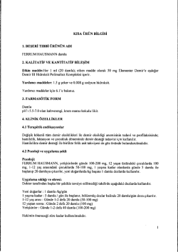 kısa &uuml;r&uuml;n bilgisi - Ilacprospektusu.com