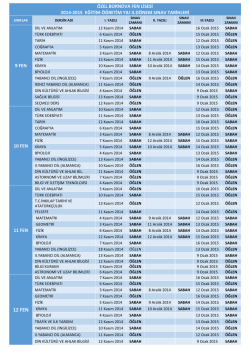 Fen Lisesi Sınav Takvimi