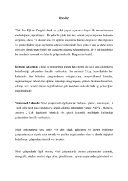 &Ouml;NS&Ouml;Z T&uuml;rk Fen Eğitimi Dergisi olarak on yıllık yayın