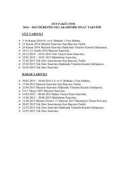 FEN FAK&Uuml;LTESİ 2014 &ndash; 2015 &Ouml;ĞRETİM YILI AKADEMİK SINAV