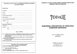 KURUMSAL İNoVAsYoN VE YENİLİK&Ccedil;İ D&Uuml;Ş&Uuml;NME sEMİNERİ