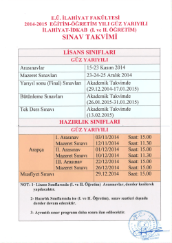 2014-2015 Eğitim-&Ouml;ğretim Yılı G&uuml;z Yarıyılı Sınav