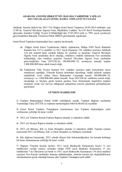 Olağan Genel Kurul Toplantı Tutanağı