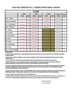2014-2015 1 d&ouml;nem ortak sınavlar