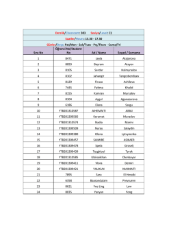 Derslik/Classroom: 303 Seviye/Level: C1 Saatler/Hours: 13.30