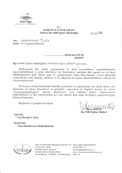 İl&ccedil;e Milli Eğitim M&uuml;d&uuml;rl&uuml;ğ&uuml; Yazısı
