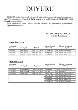 2014-2015 g&uuml;z mazeret sınav proğramı