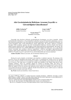 Aile Gereksinimlerini Belirleme Aracının Geçerlik ve Güvenirliğinin