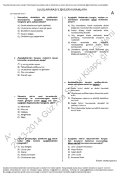 AÖF Uluslararası İlişkiler Kuramları 1 | 2014 Ara Sınav İNDİR