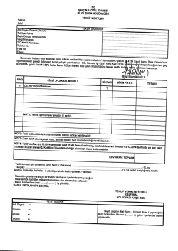 Teklif Mektubu ve Teknik Şartname