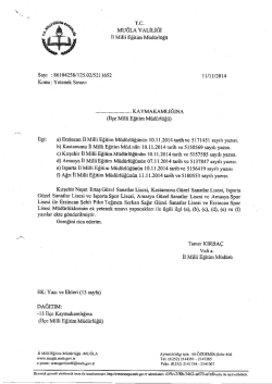 rc. MUĞLA vALlLİĞİ il Milli Eğitim M&uuml;&uuml;&uuml;iı&uuml;ğ&uuml;