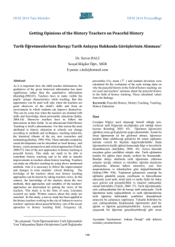 Tarih Öğretmenlerinin Barışçı Tarih Anlayışı Hakkında Görüşlerinin