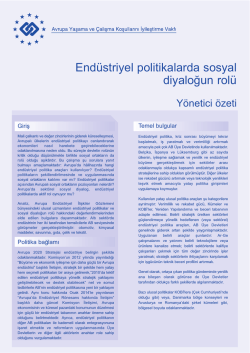 End&uuml;striyel politikalarda sosyal diyaloğun rol&uuml; - Eurofound