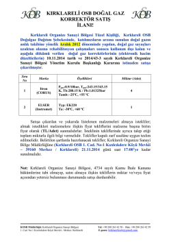 kırklareli osb doğal gaz korrekt&ouml;r satış ilanı!